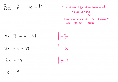 Ekvation med variabler i båda led